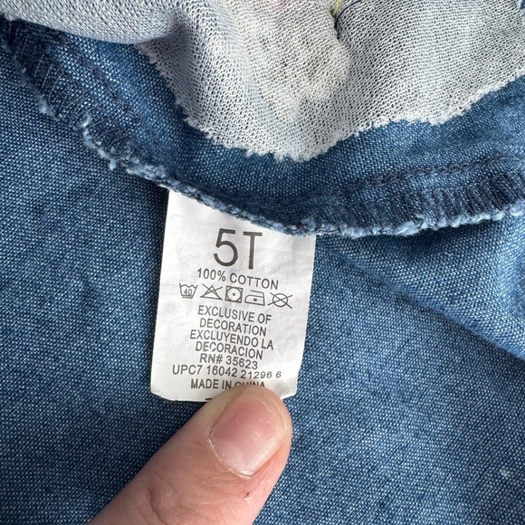 Spring/Easter Bunny Long Sleeve Denim Dress Size 5T - Picture 6 of 6